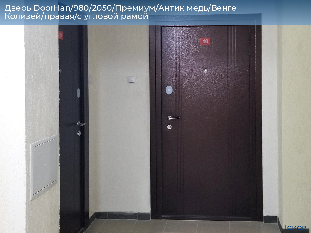 Дверь DoorHan/980/2050/Премиум/Антик медь/Венге Колизей/правая/с угловой рамой, pskov.doorhan.ru