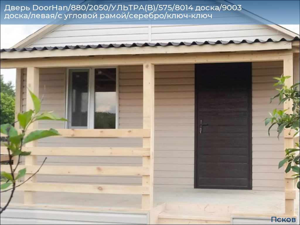 Дверь DoorHan/880/2050/УЛЬТРА(B)/575/8014 доска/9003 доска/левая/с угловой рамой/серебро/ключ-ключ, pskov.doorhan.ru